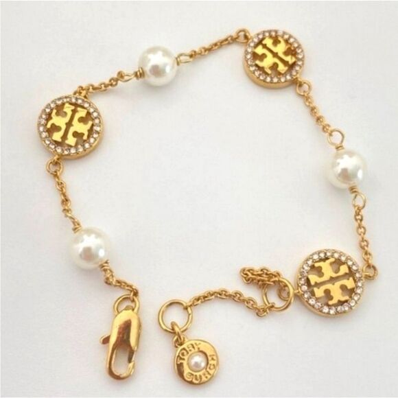 Tory Burch Jewelry - Tory Burch Miller Pearl Logo Bracelet